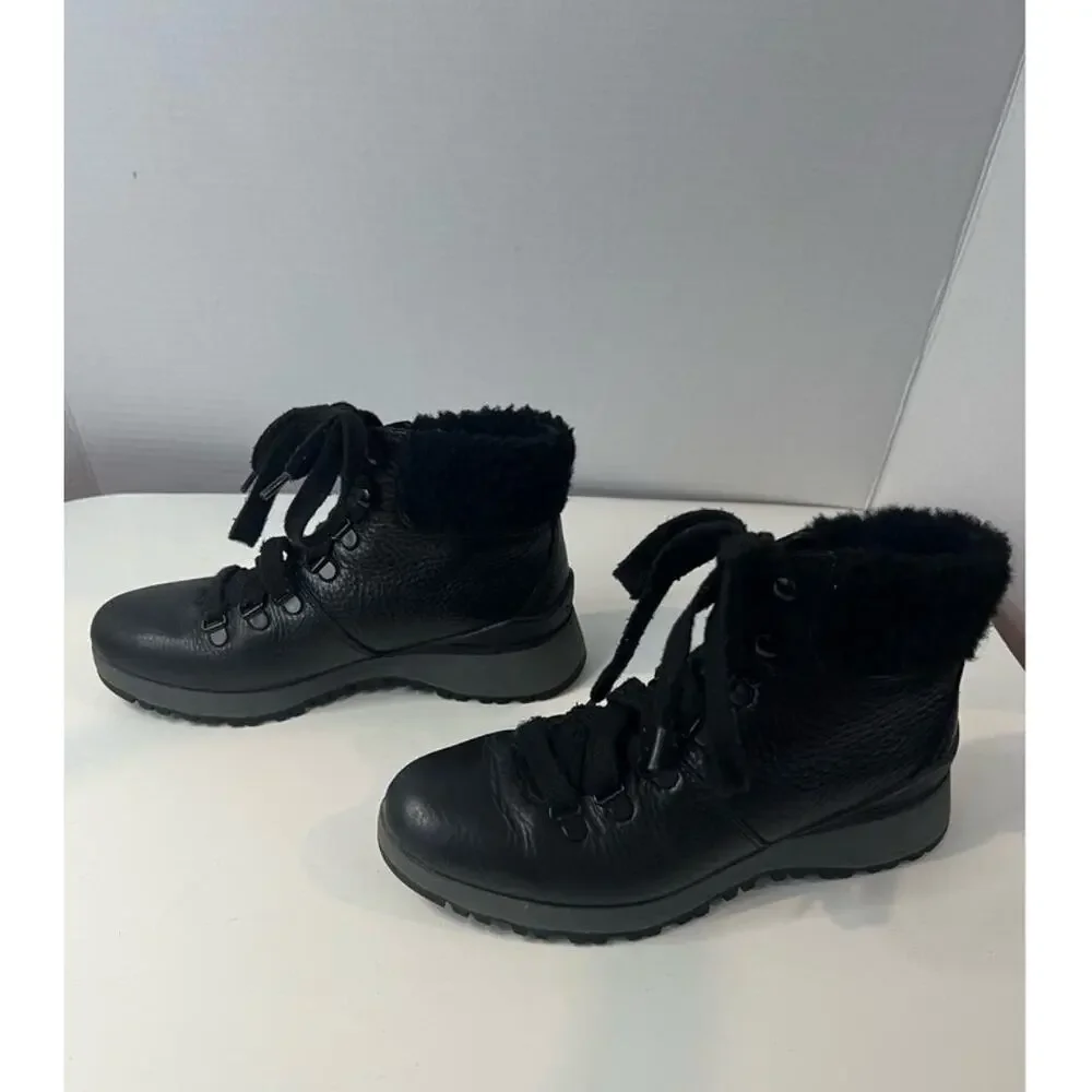 BIONICA WOMEN’s‎  BLACK LEATHER ALL WEATHER SUPPLE LACE UP ANKLE BOOTS 6.5
